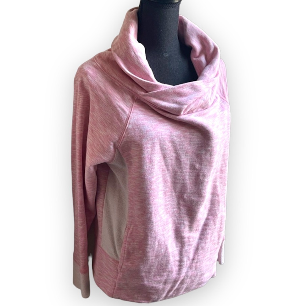 Xersion pink cowl neck pullover pocket sweatshirt